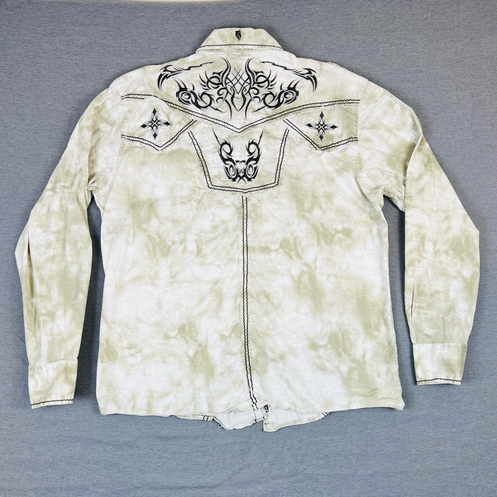 Vintage Y2K Tribal Tattoo Embroidered Western Shirt